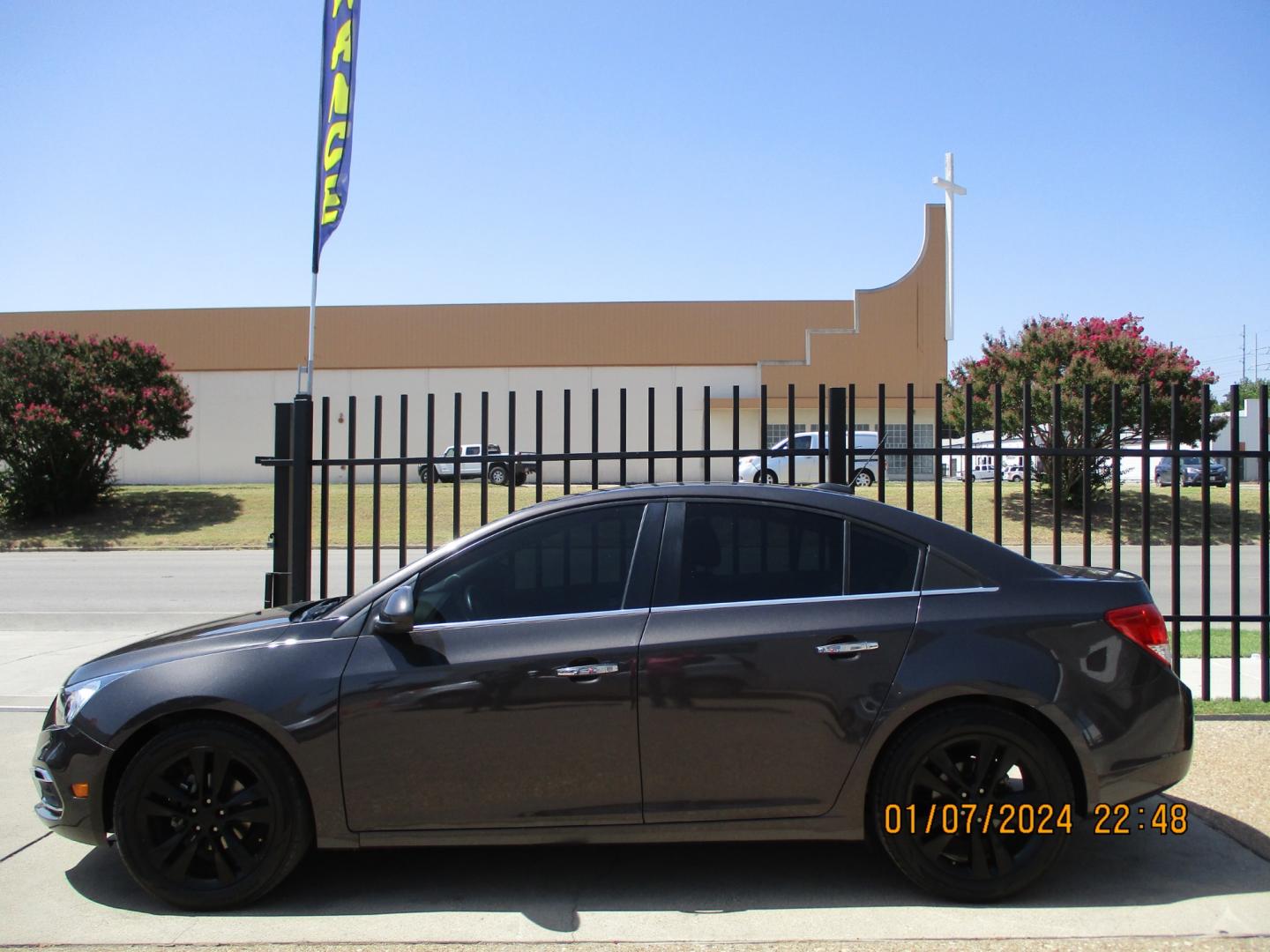 2015 GRAY /GRAY Chevrolet Cruze LTZ Auto (1G1PG5SB1F7) with an 1.4L L4 DOHC 16V TURBO engine, 6-Speed Automatic transmission, located at 2001 E. Lancaster, Ft. Worth, 76103, (817) 336-7000, 32.746181, -97.301018 - Photo#0